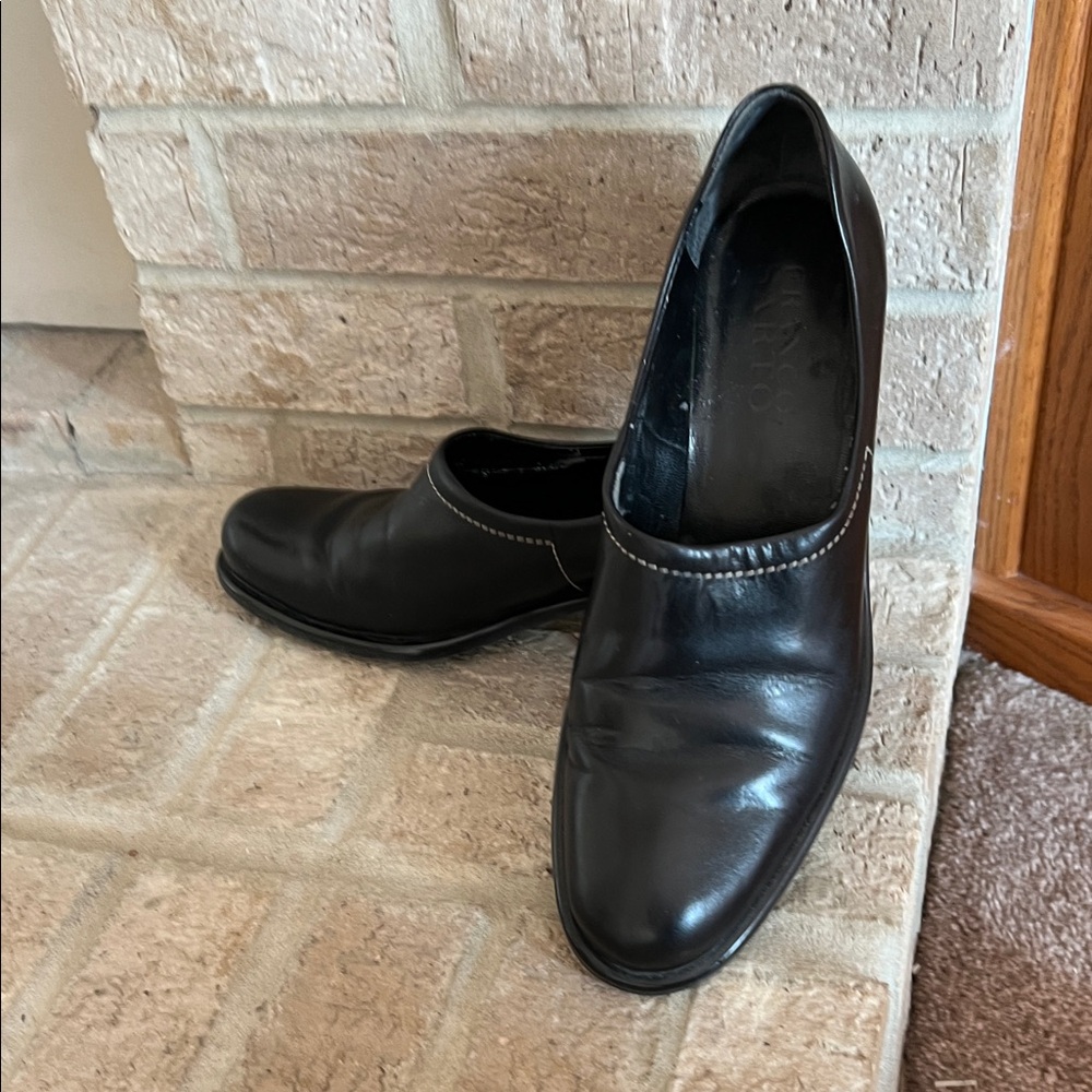 Franco Sarto Black Leather Slip-On Women's Shoes